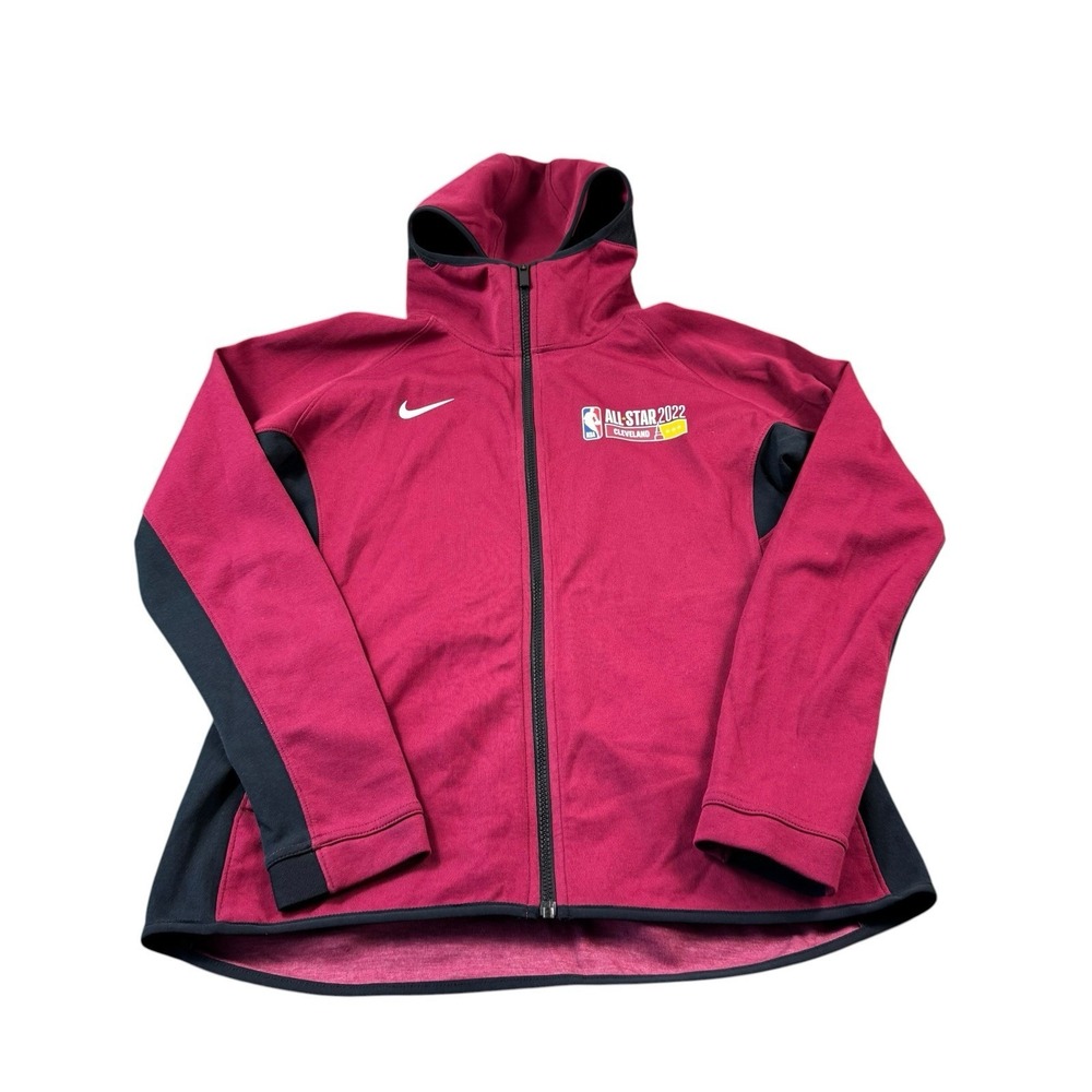 Nike Red Black Colorblock Full Zip Cleveland 2022 All Start Hooded Jacket Size L